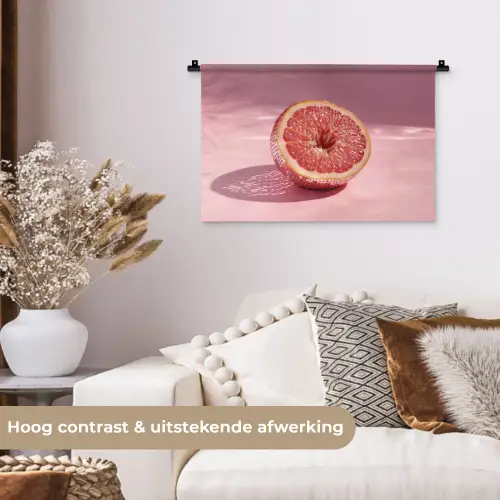 Grapefruit - Roze - Disco - Shiny Wandkleed katoen klein -sfeer1