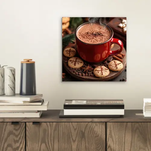 Chocolademelk - Mok - Winter - Kerst - Gezelligheid aluminium wit klein -sfeer1