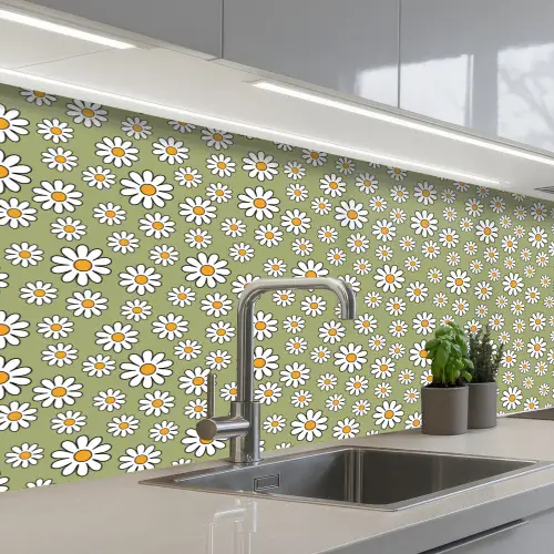 Vintage - Patronen - Bloemen - Madelief keuken achterwand 2 middel 871 -3d_schuin