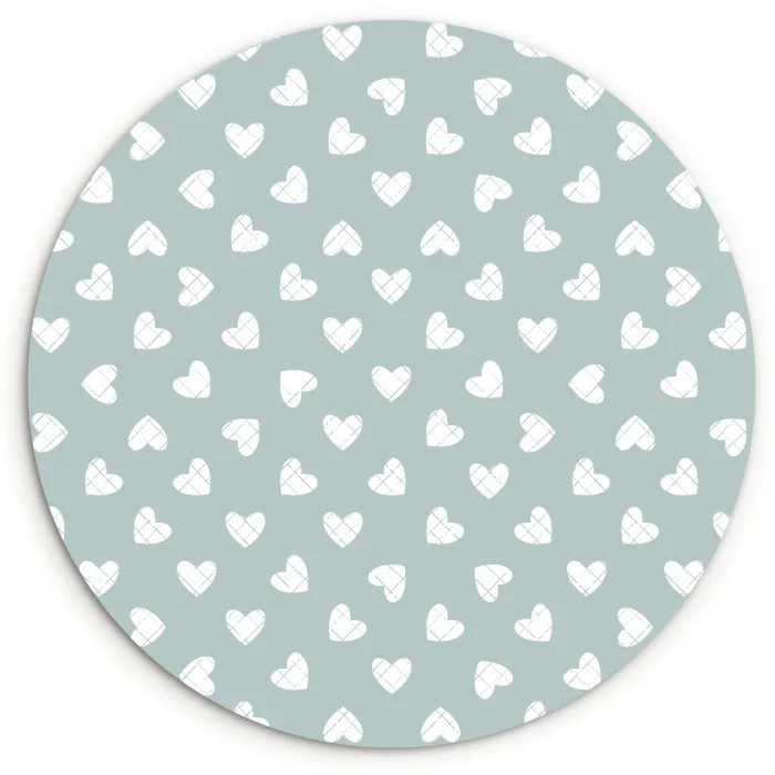 Hartjes - Blauw - Patroon - Strepen Wandcirkel plexiglas klein 852 -3d