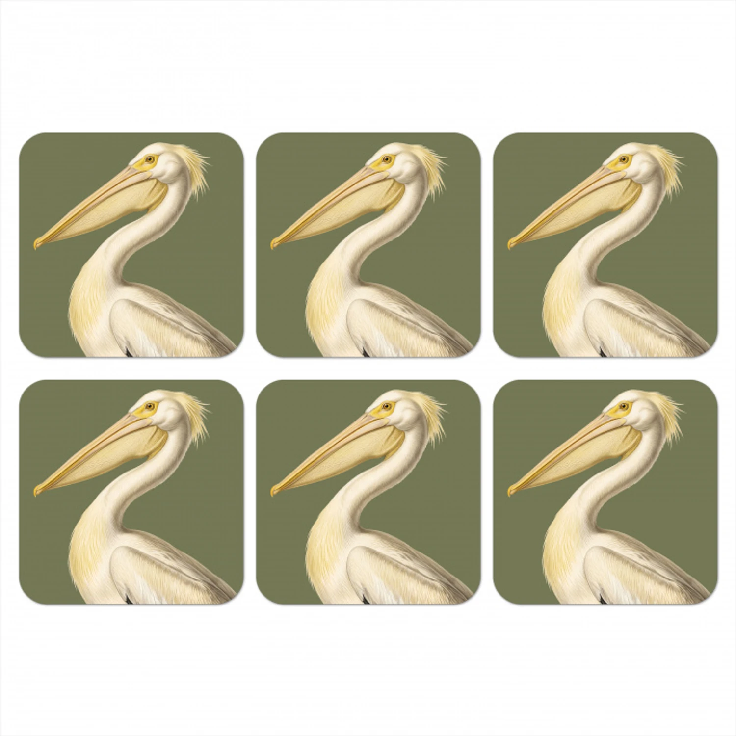 Pelikaan - Wit - Vogel - Klassiek - Natuur onderzetter kurk middel -3d