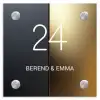 Half goud zwart - Klassiek Naambord Vierkant klein -3d