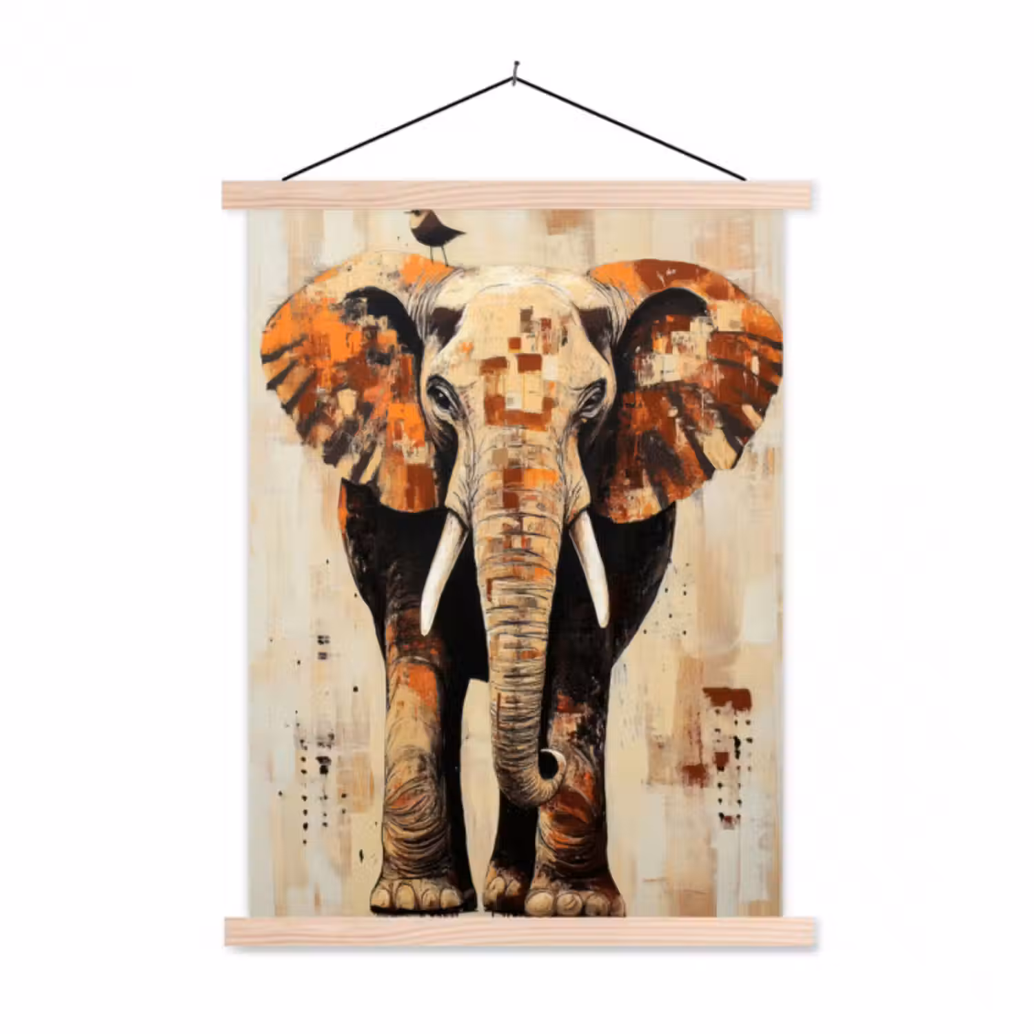 Stoffbild - Elefant - Rüssel - Mosaik - Abstrakt
