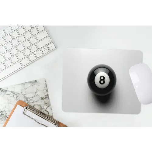 Biljartbal - Getal - Acht - Wit muismat rubber klein -witbureau