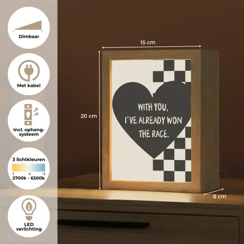 Liefde - Beige - Race Light Box met kabel (Tafellamp) klein -USP_NL