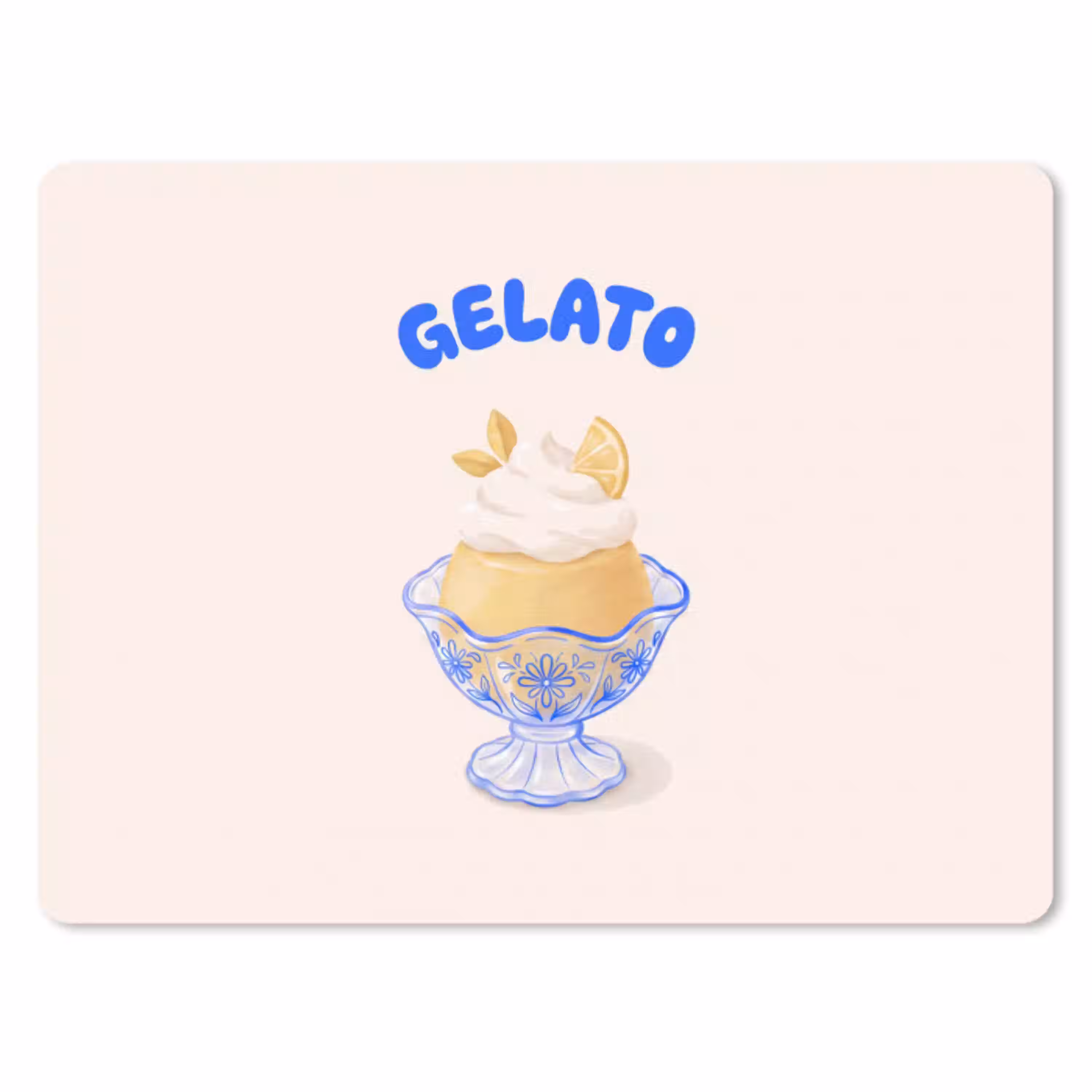 IJs - Citroen - Illustratie - Geel - Dessert muismat rubber klein -3d