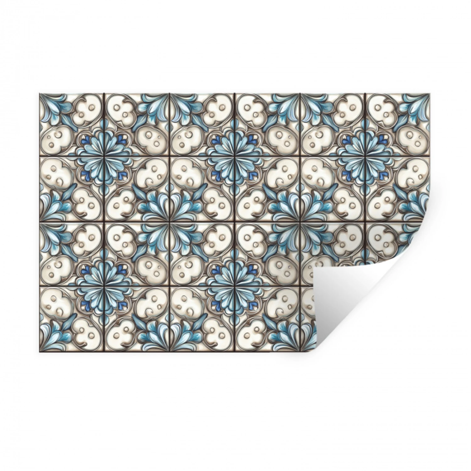 Barok - Tegel - Kleurrijk Muursticker klein 286 -3d