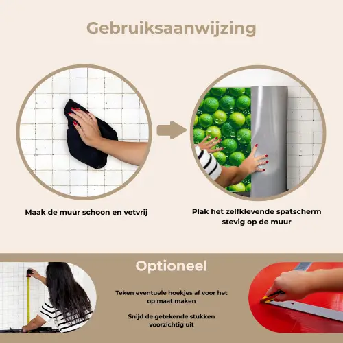 Limoenen - Druppels - Groen keuken achterwand spatscherm klein 900 -gebruiksaanwijzing_NL