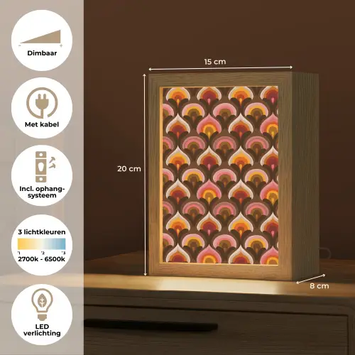 Patroon - Retro - Kleurrijk Light Box met kabel (Tafellamp) klein 925 -USP_NL
