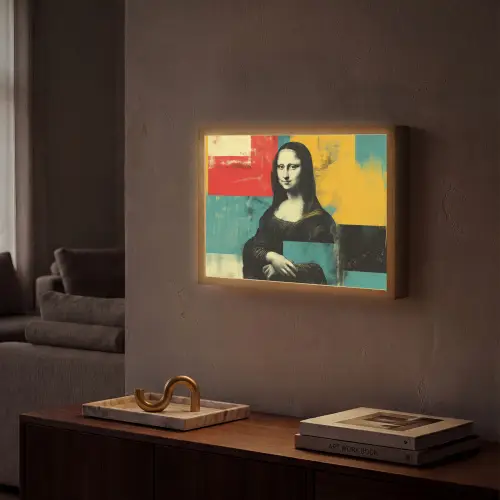 Vrouw - Kleurvlakken - Klassieke schilderkunst Light Box met batterij (Wandlamp) middel -sfeer1