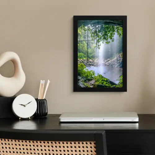 Jungle - Regenwoud - Water - Waterval - Planten fotolijst zwart zonder passe partout klein -sfeer1