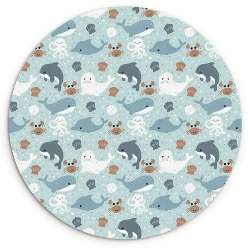 Oceaan - Walvis - Zeehond - Krab Wandcirkel plexiglas klein 852 -3d