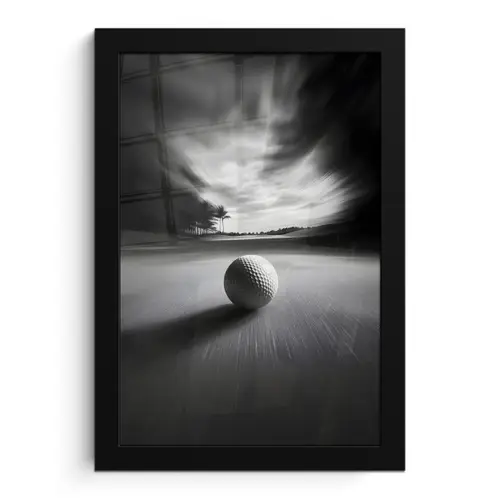 Golfbal - Wazig - Zwart fotolijst zwart zonder passe partout klein -3d