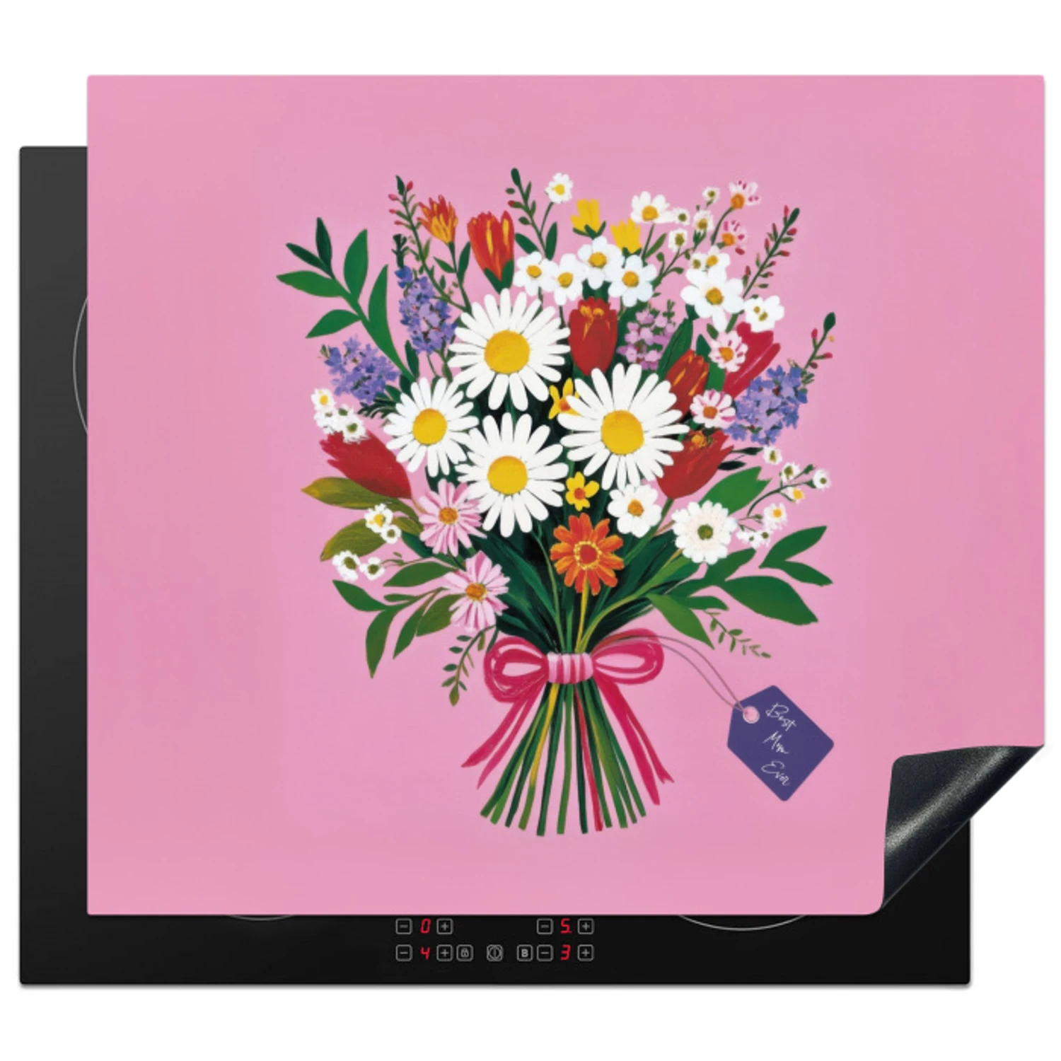 Bloemen - Quote - Kaartje - Kleurrijk Inductie beschermer vinyl 3mm middel -3d