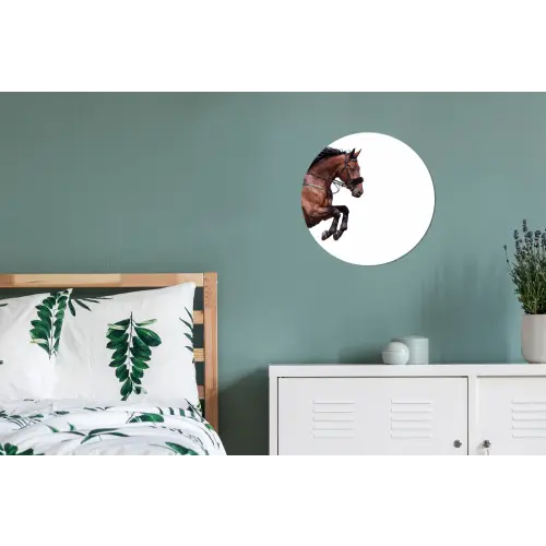 Paard - Springen - Modern Wandcirkel aluminium klein -slaapkamer