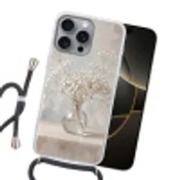 Vaas - Gipskruid - Wit Hoesje iPhone 16 Pro Max met koord klein -sfeer1