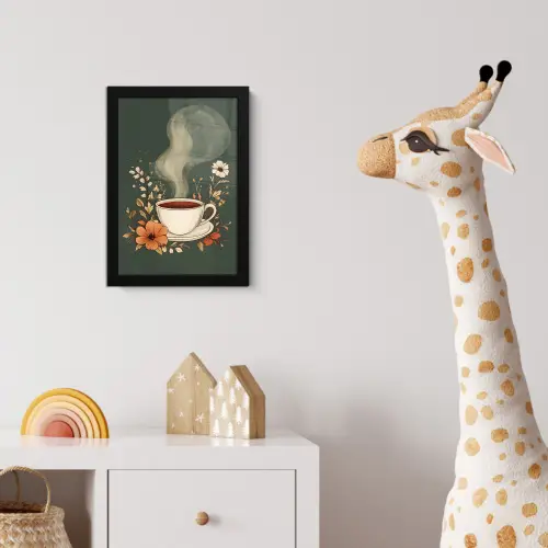 Kop - Bloemen - Groen - Koffie fotolijst zwart zonder passe partout klein -usfeer4_kinderkamer