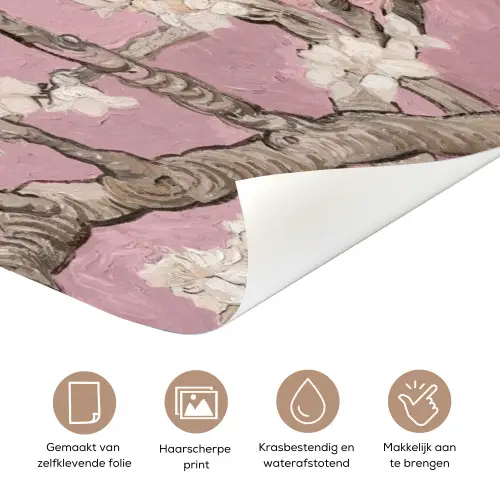 Amandelbloesem - Kunst - Van Gogh - Roze deurposter klein -closeup_NL
