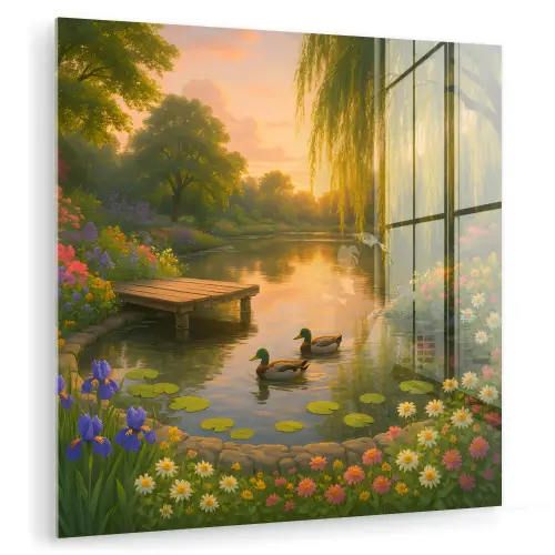 Eenden - Vijver - Bloemen plexiglas 5mm klein -zzzproduct_nieuw