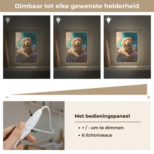Puppy - Bloemenkrans - Vlinder - Hond - Golden retriever Light Box met kabel klein -USP_dimbaarNL