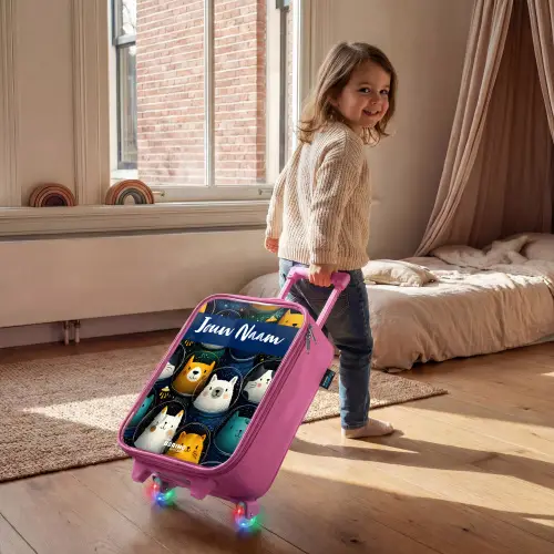 Dieren - Sterren - Planeten - Astronaut Kinderkoffer - Roze klein -sfeer1
