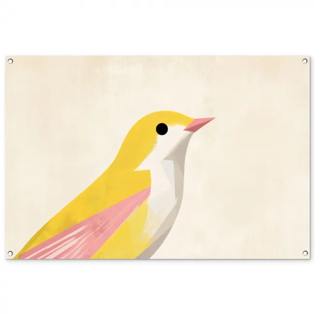 Tuinposter - Vogel - Minimalistisch - Geel