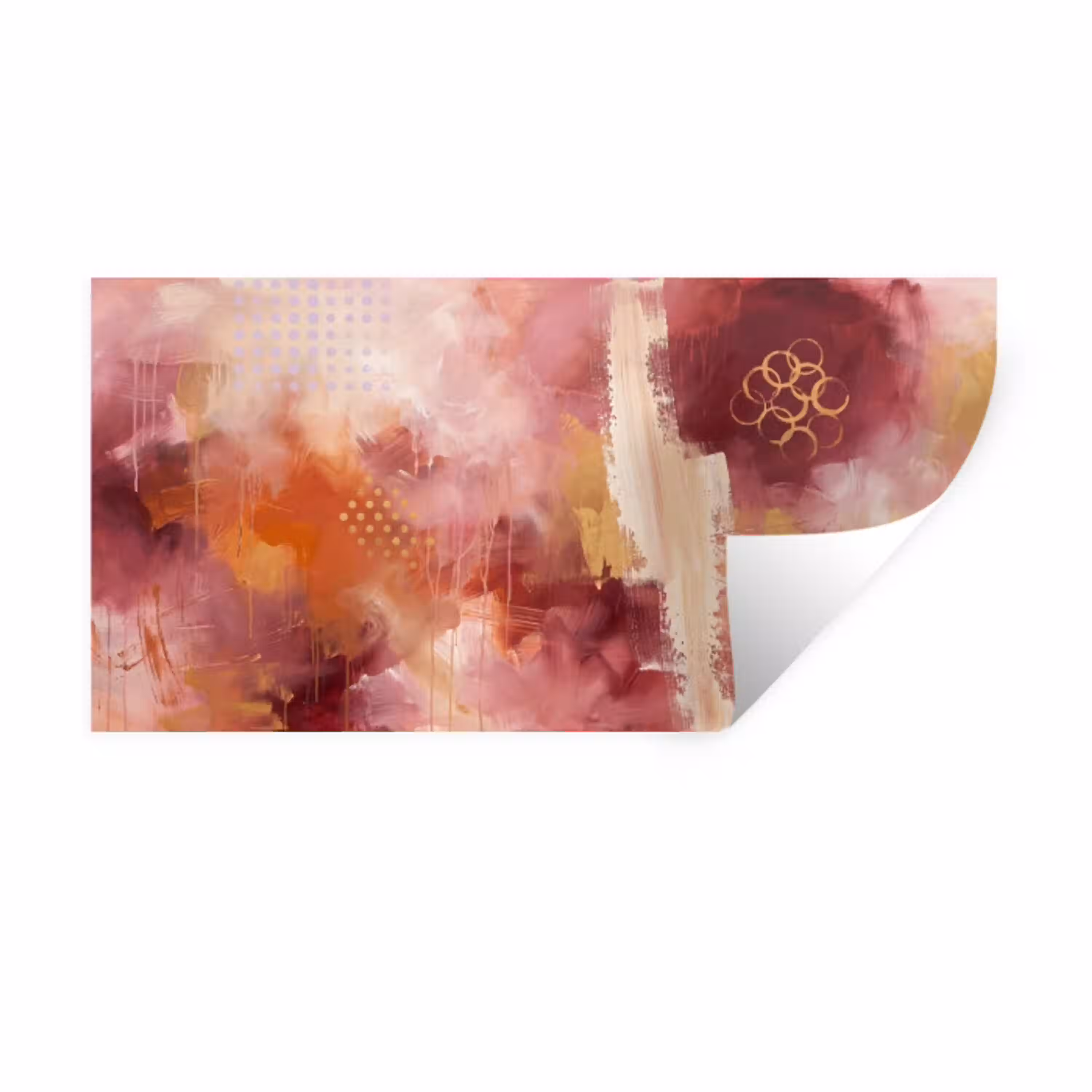 Abstract - Rood - Goud - Modern - Kunst Muursticker klein -3d
