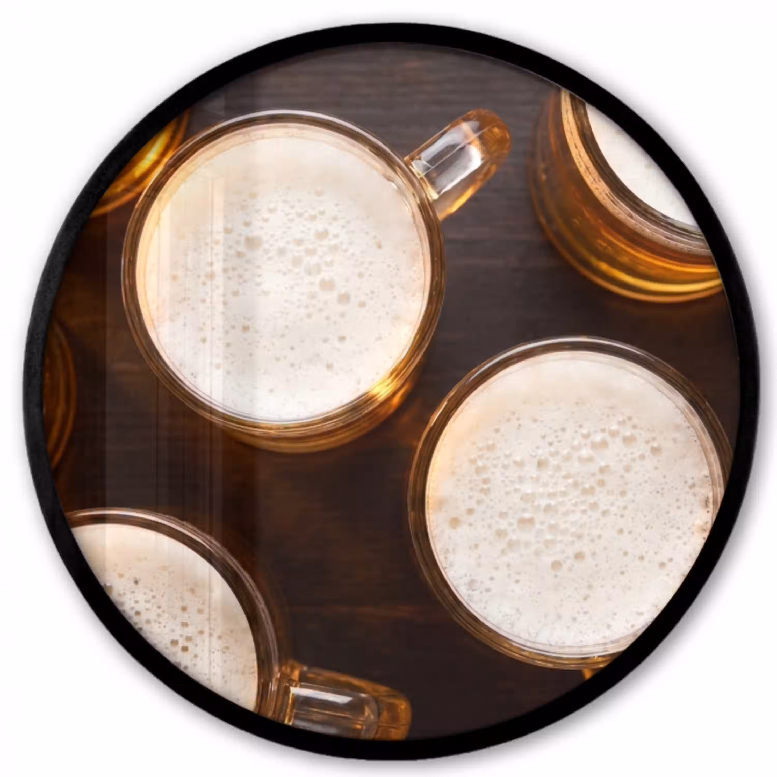 Bier - Glazen - Schuim - Hout - Drank Fotolijst rond zonder passe partout klein -3d