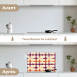 Modern - Patroon - Kleurrijk keuken achterwand spatscherm klein 900 -voor_na_FR