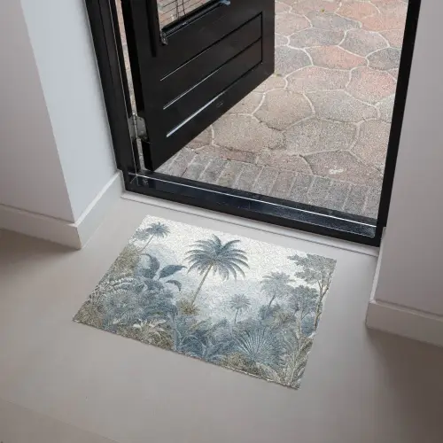 Jungle - Modern - Blauw - Groen Deurmat klein -sfeer5