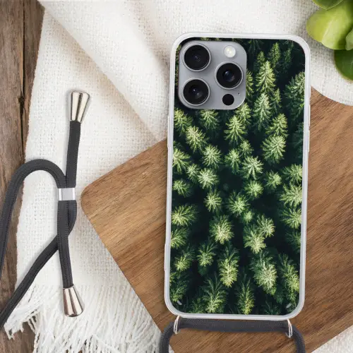 Bomen - Naaldwoud - Structuur Hoesje iPhone 16 Pro Max met koord klein -sfeer4