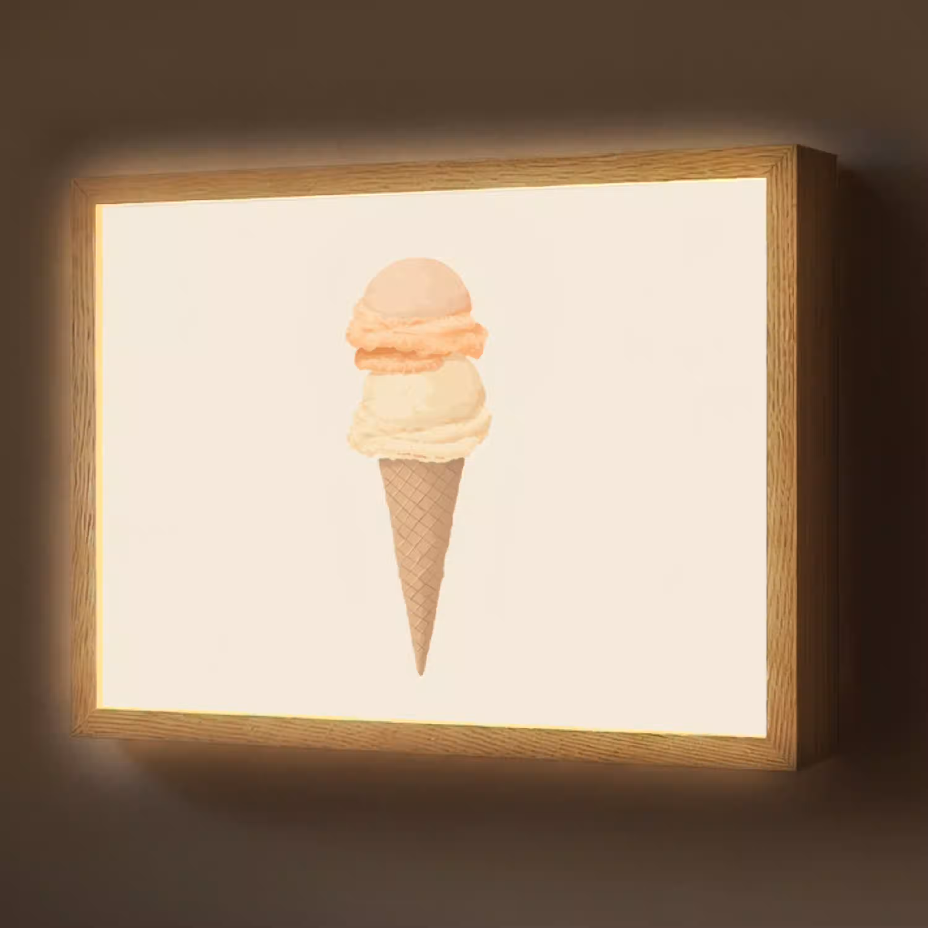 Minimalistisch - Schepijs - Hoorntje - Beige Light Box met batterij (Wandlamp) middel -z3d_website