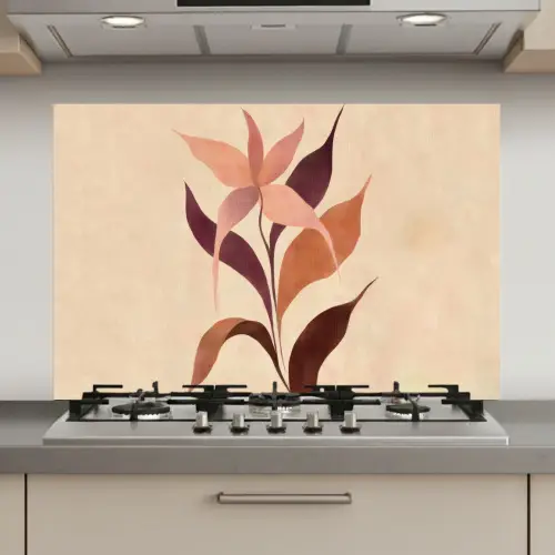 Minimalistisch - Bloem - Bladeren - Beige keuken achterwand spatscherm klein -3d_website