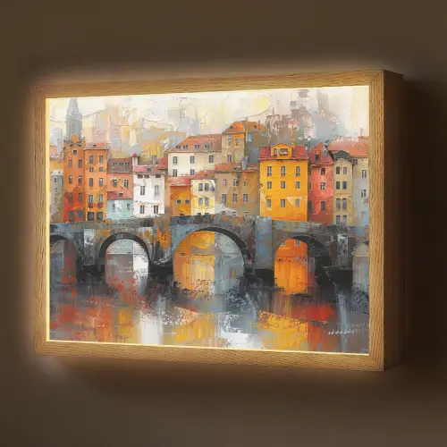 Gracht - Huizen - Kunst - Art Light Box met batterij (Wandlamp) middel -z3d_website