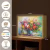 Bloemen - Kleurrijk - Bloempot - Olieverf Light Box met batterij (Wandlamp) middel -USP_websiteoverzichtNL