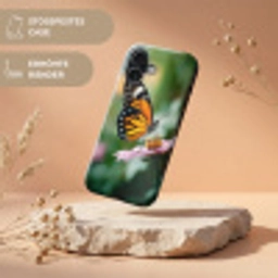 Roze bloemen - Vlinder - Zachte focus Toughcase MagSafe Apple iPhone 17 klein -USP_RandenV_DE