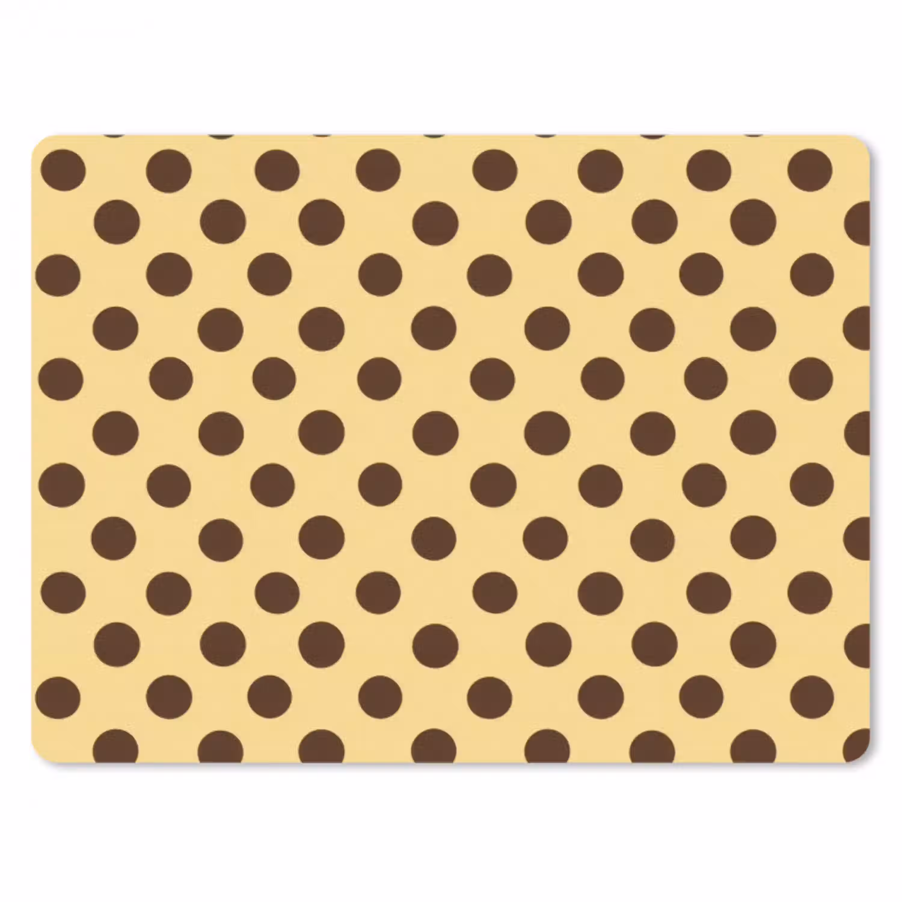 Polka Dot - Stippen - Retro - Geel - Bruin muismat rubber klein 262 -3d