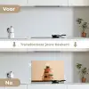 Boeken - Toren - Koffie - Beige keuken achterwand spatscherm klein -voor_na_NL