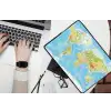 Wereldkaart - Staatkundig - Blauw - Aarde - Educatief laptophoes neopreen klein -bureau