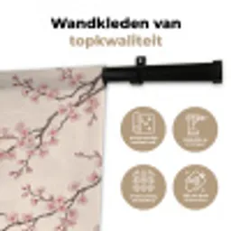 Aziatisch - Kraanvogel - Beige Wandkleed katoen middel -sfeer2