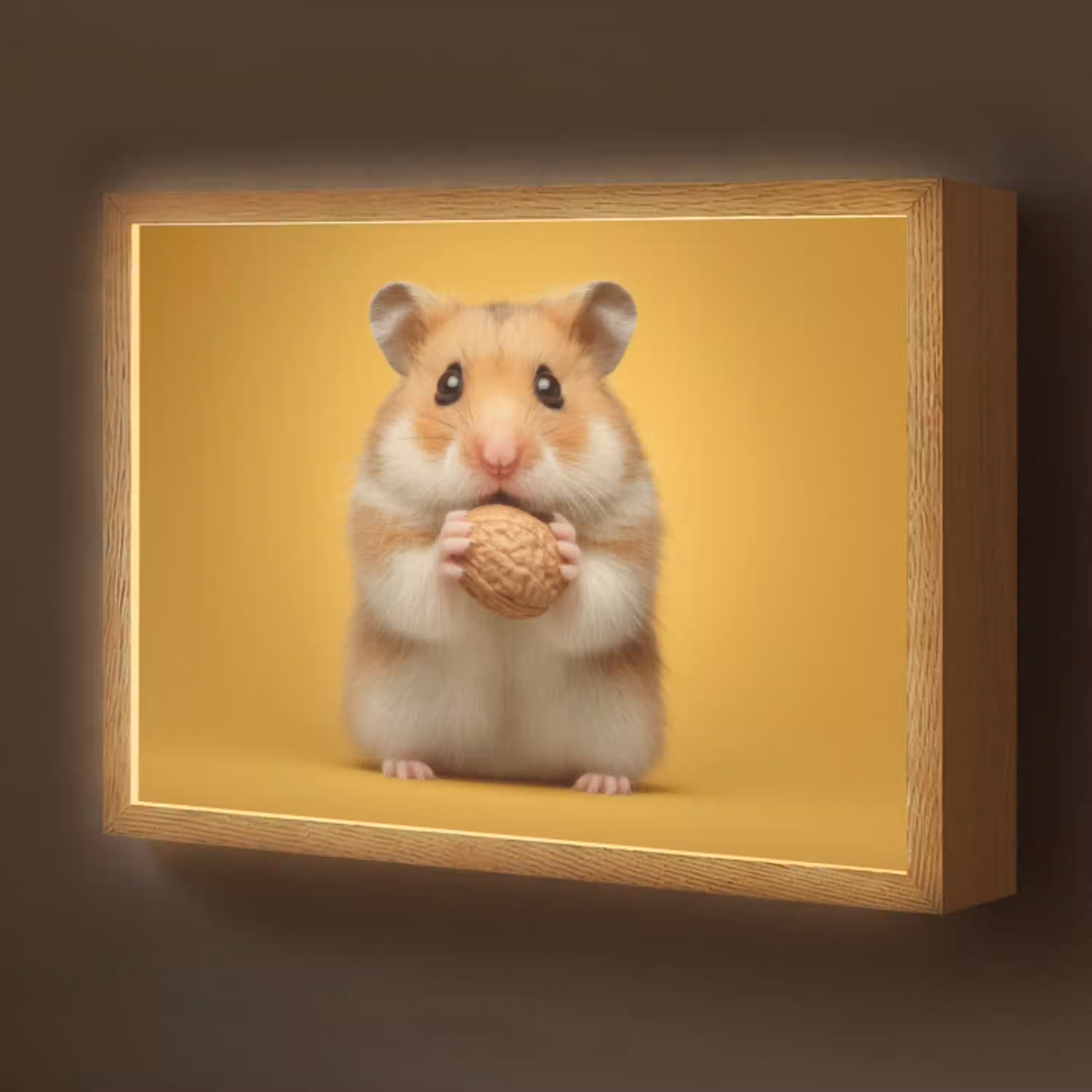 Hamster - Nootje - Geel - Knaagdier Light Box met batterij (Wandlamp kind) middel -z3d_website