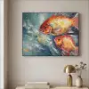 Vissen - Water - Dieren - Kunst - Olieverf Textielframe zwart klein -sfeer2