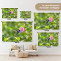 Kolibrie - Bloem - Natuur - Groen Wandkleed katoen klein -tsfeer8_DE