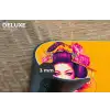 Bloemen - Vrouw - Kimono - Roze Placemat vinyl groot -closeup