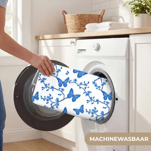 Vlinder - Bloemen - Blauw Badmat klein 997 -USP_WasbaarNL