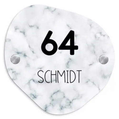 Lichtblauw marmer - Modern Naambord Organisch middel -3d