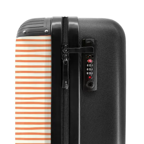Streep patroon oranje NBS - Handbagage koffer - Kinderen Unisex middel -slot