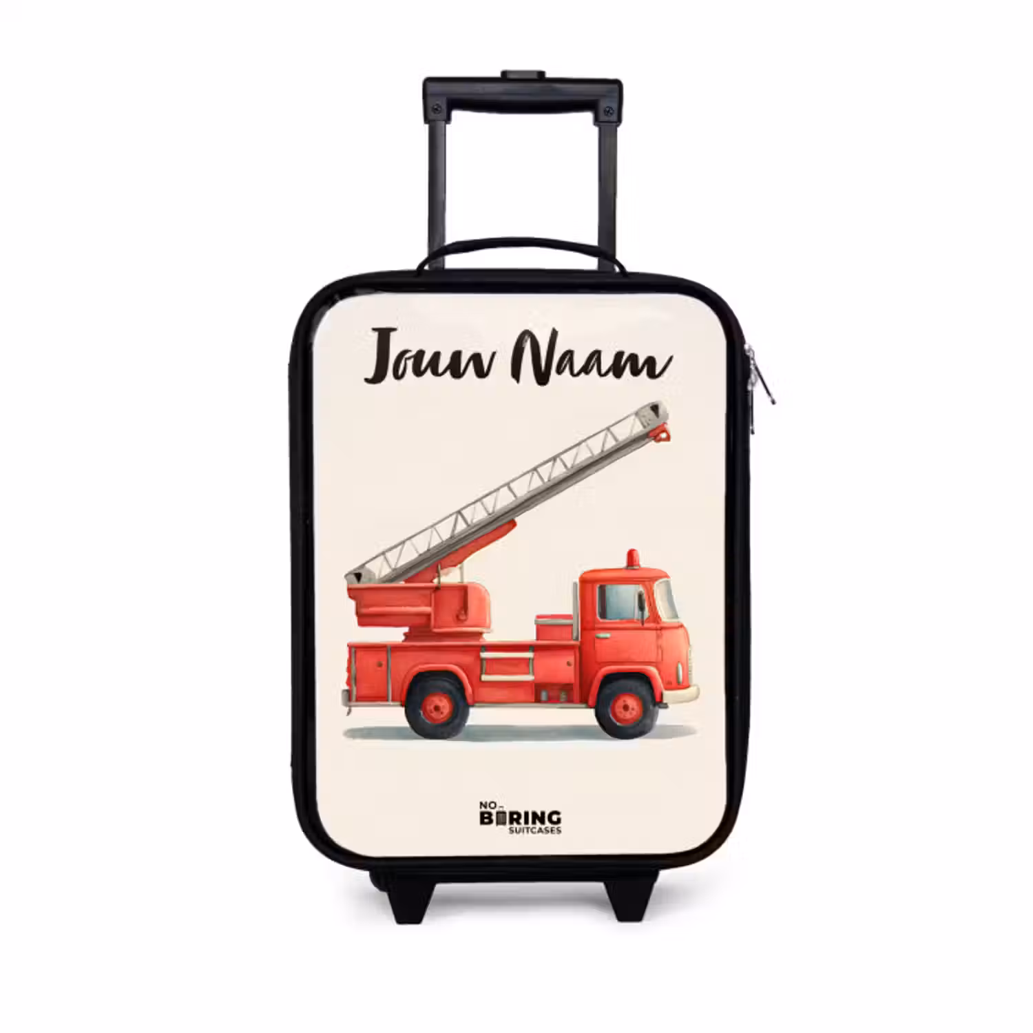 Kinderkoffer met naam - Brandweerwagen - Getekend - Rood