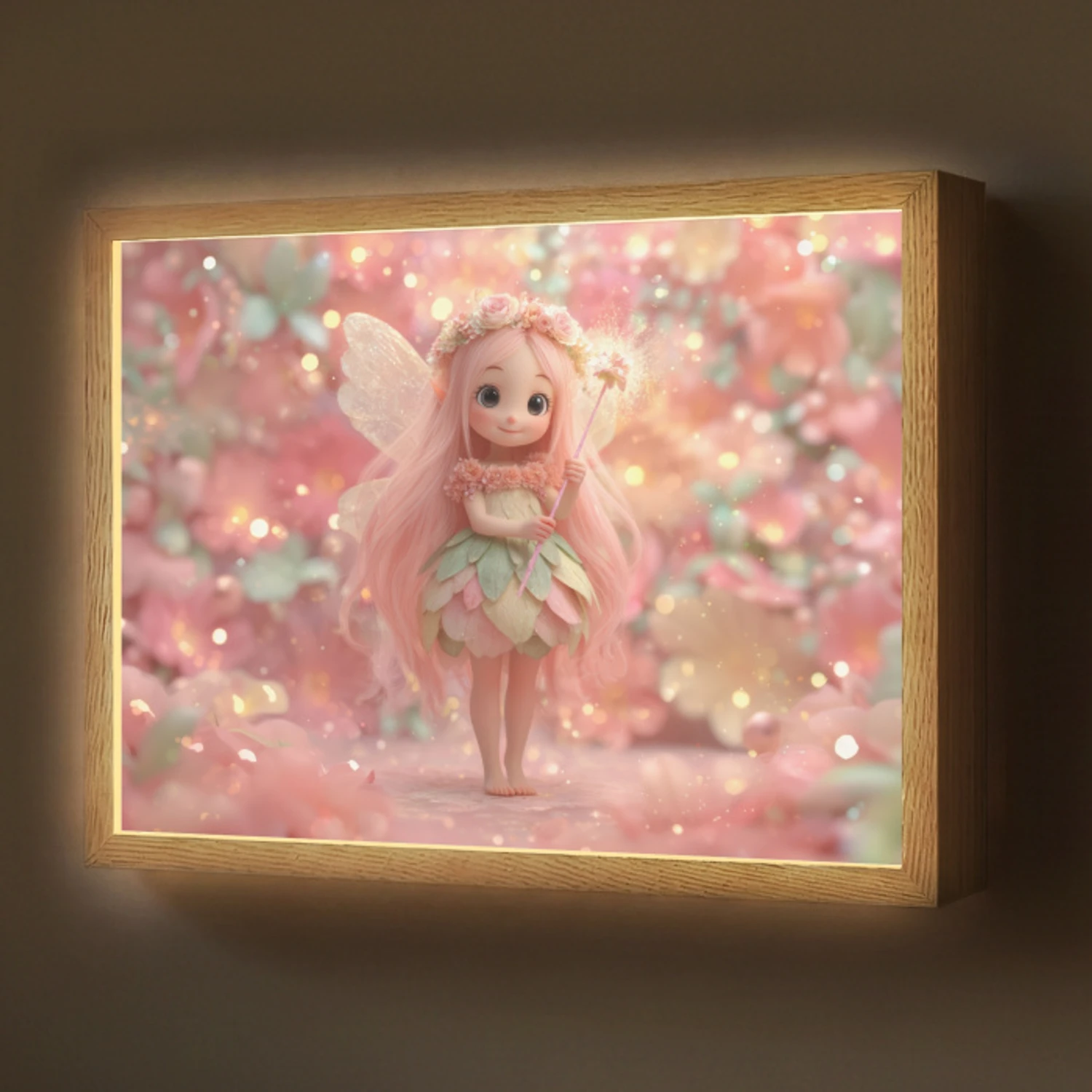 Fee - Bloemen - Roze Light Box met batterij (Wandlamp) middel -z3d_website