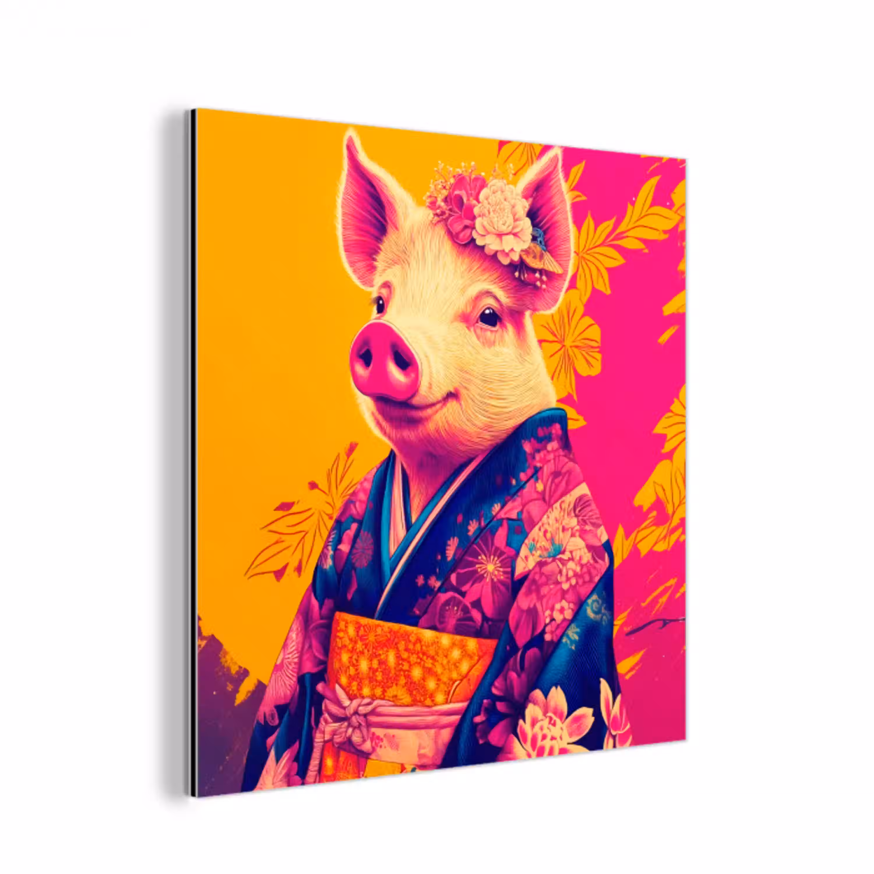 Varken - Bloemkroon - Kimono - Abstract aluminium wit klein -3d